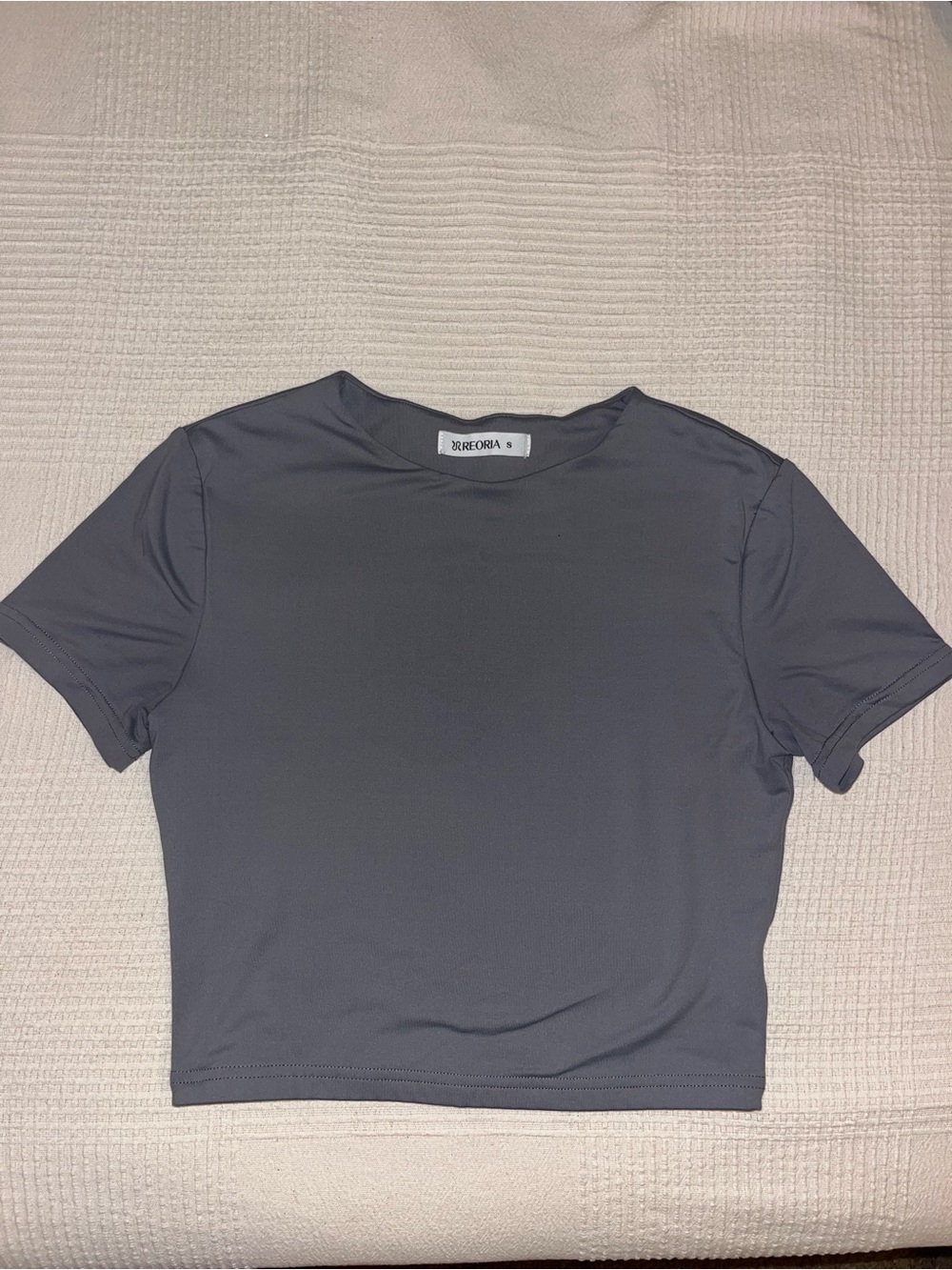 REORIA Women's Gray Casual Yoga Crop Top Tee
